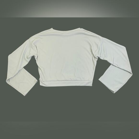 Nasty Gal Long Sleeve Cropped Top Ribbed Mint Green Size US 2 - Picture 2 of 6